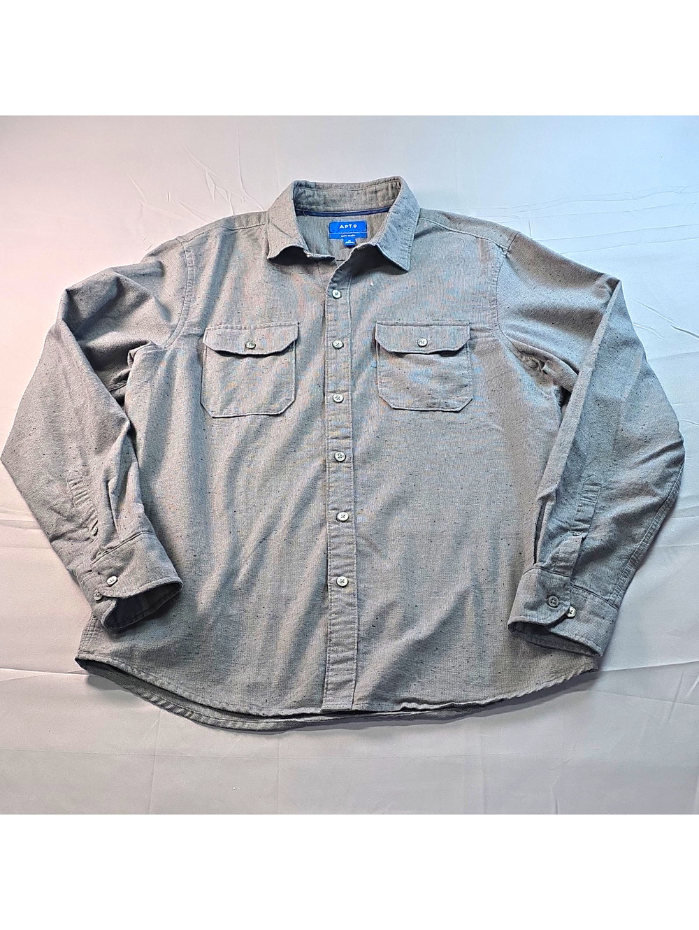 Apt. 9 soft, gray speckled cotton blend long sleeve button up